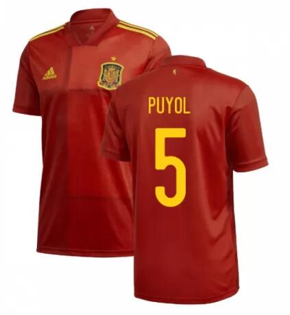 2020 EURO Spain Home Kit Soccer Jersey PUYOL 5